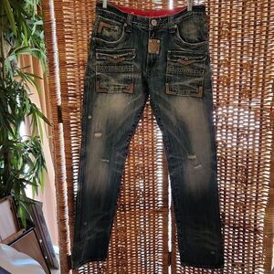 Crazy Leopard Japan Design Dragon Jeans 34